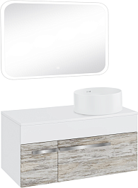 Runo Мебель для ванной Вудлайн 100 Palla скандинавский дуб/белая – фотография-1